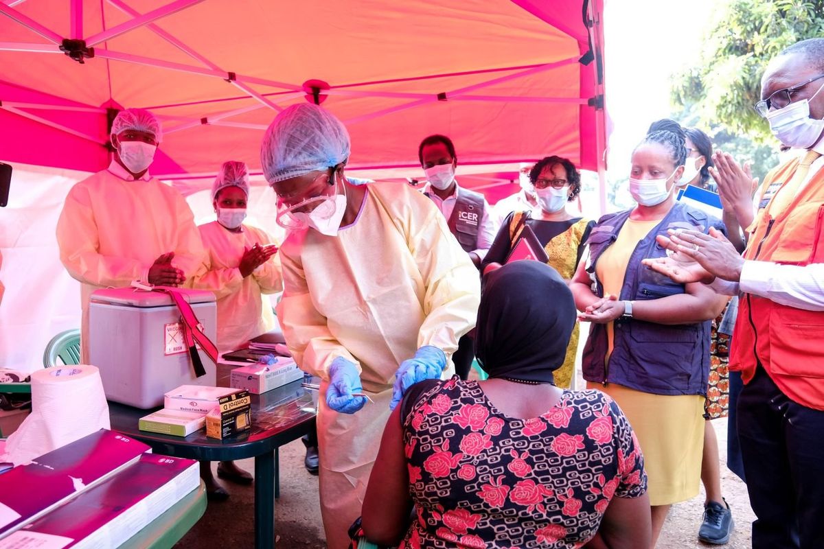 A health worker prepares to administer a trial dose of ebola vaccine during a vaccination campaign at Mulago National Referral Hospital in Kampala, Uganda, on Feb. 3, 2025.