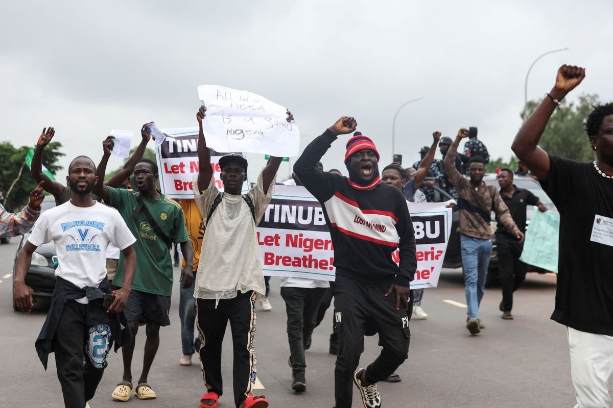Demonstrators gather during the End Bad Governance protest in Abuja on August 1, 2024.
