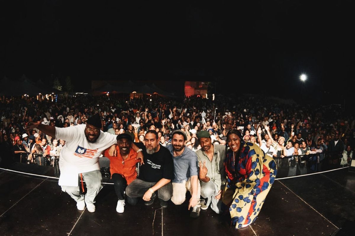 Mozambican band 340ml onstage in front of a packed audience.