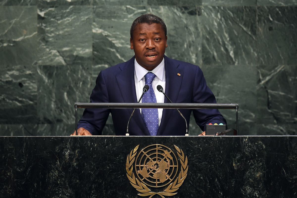 Togolese President Faure Gnassingbé addresses the 70th Session of the United Nations General Assembly at the UN in New York on September 30, 2015.